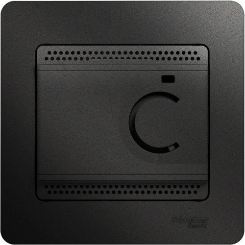 Терморегулятор механический с датчиком с рамкой Systeme Electric Glossa 0С+50С антрацит картинка